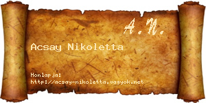 Acsay Nikoletta névjegykártya